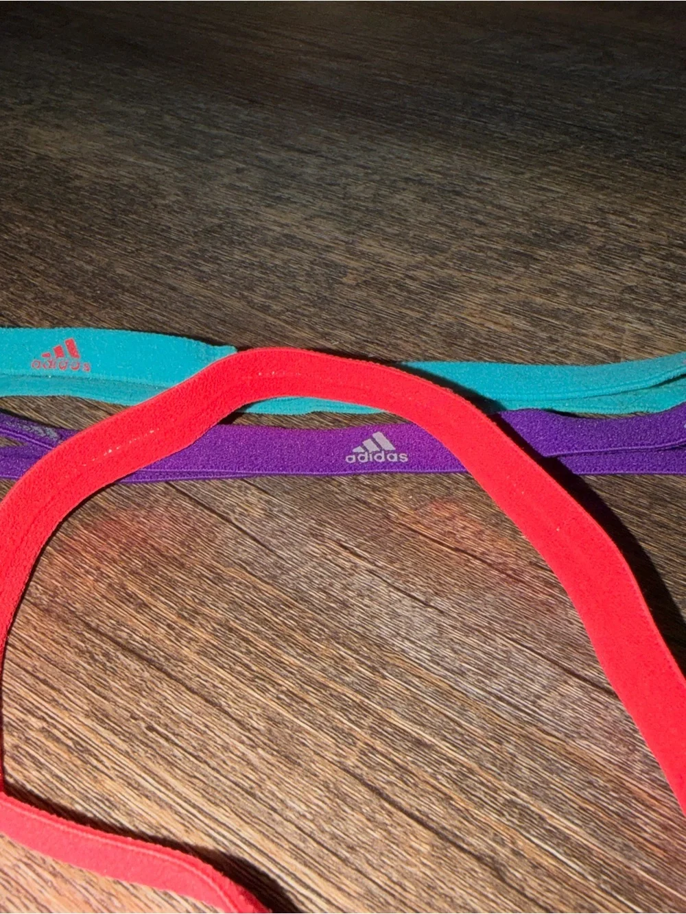 adidas Three-Pack Stretch Headbands - Teal, Purple, Pink